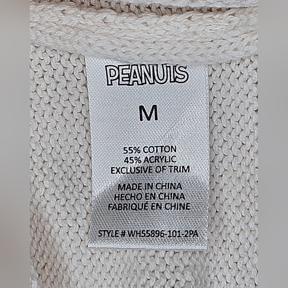 NWT Peanuts Embroidered Snoopy July 4th Fireworks Hooded Sweater Cream Size M - Picture 11 of 13